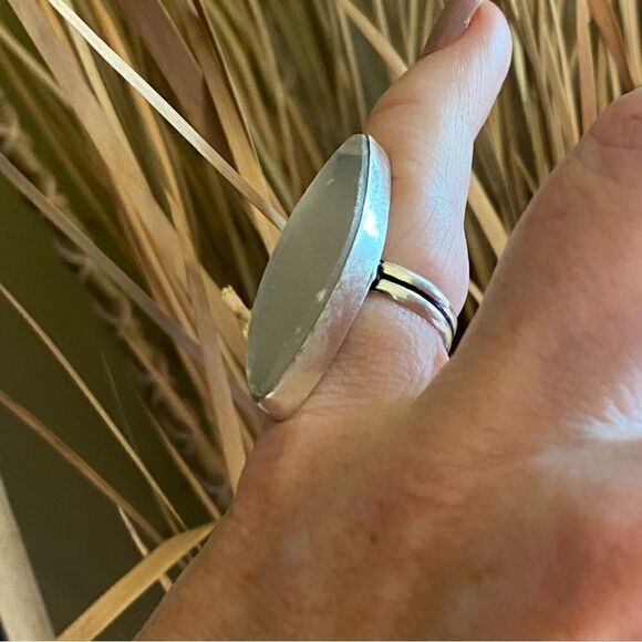 Selenite Sterling Silver Ring Size 6 Boho - Picture 6 of 6